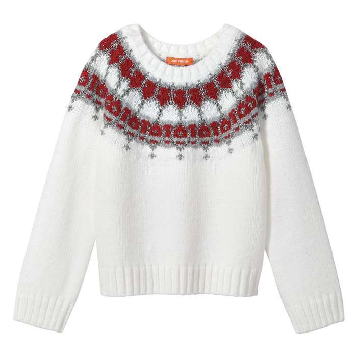 Toddler Girls' Metallic Fair Isle Sweater in Off White from Joe Fresh